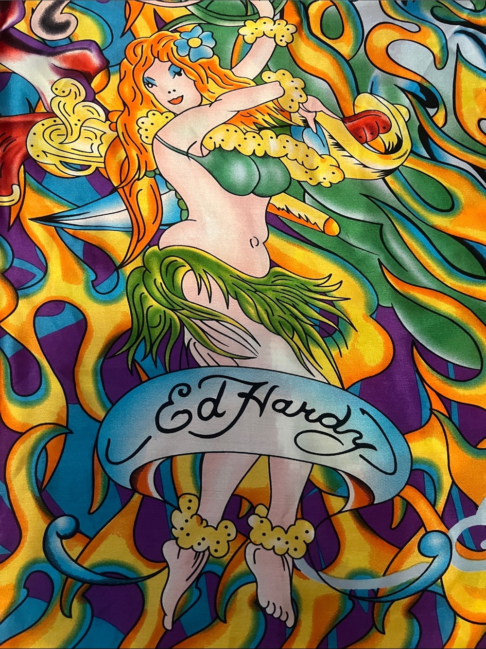 Ed Hardy Vibrant Flame & Tiger Multicolor Wall Tapestry - Picture 6 of 7